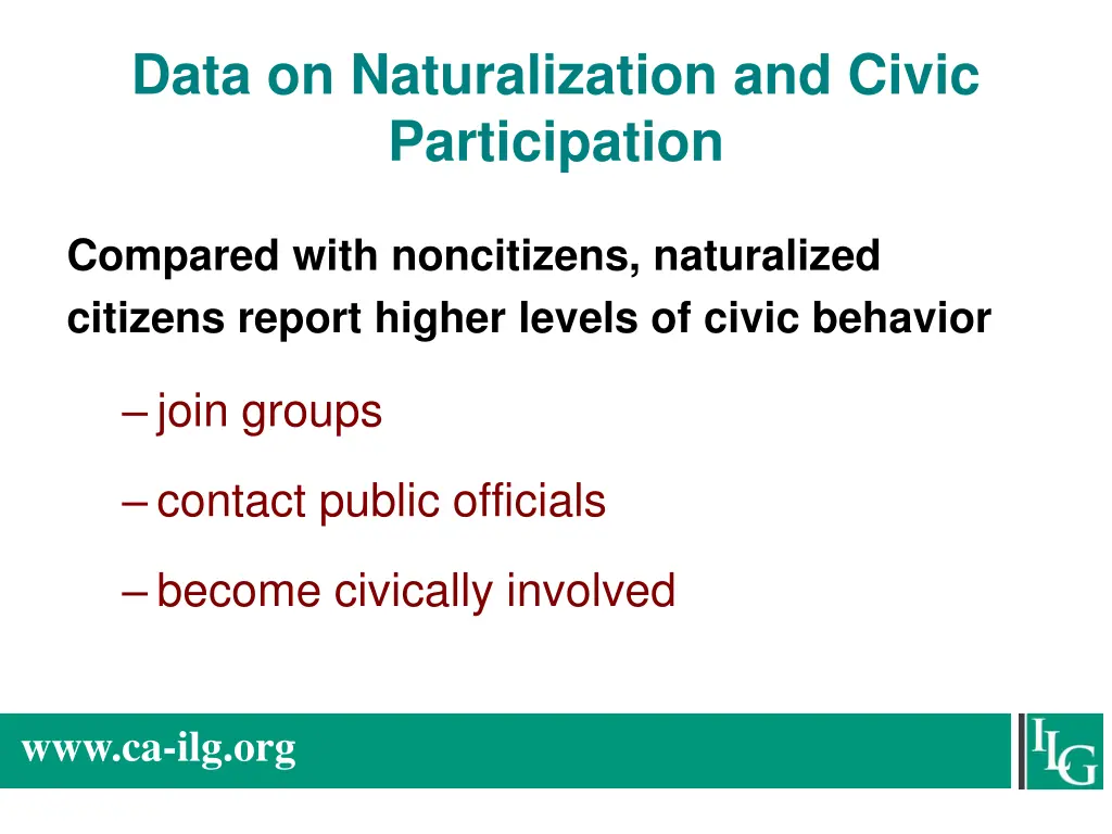 data on naturalization and civic participation