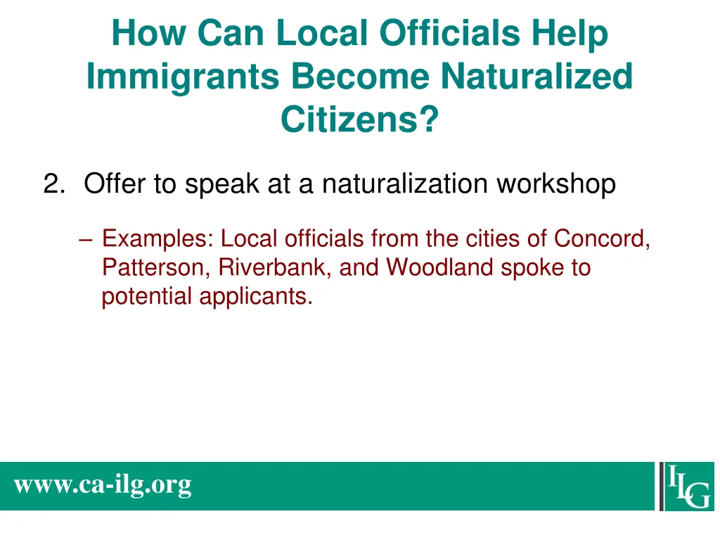 how can local officials help immigrants become 1