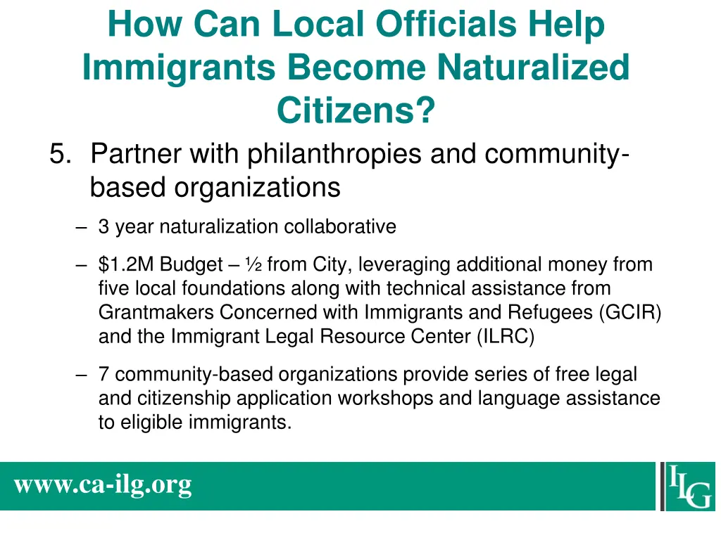 how can local officials help immigrants become 4