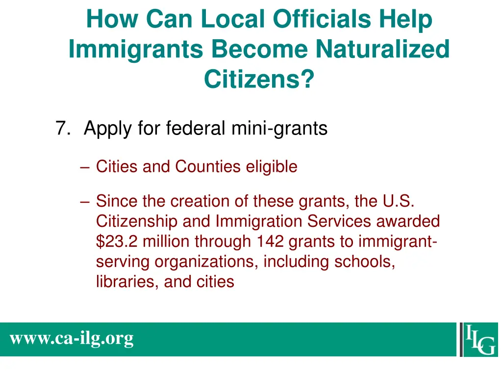 how can local officials help immigrants become 6