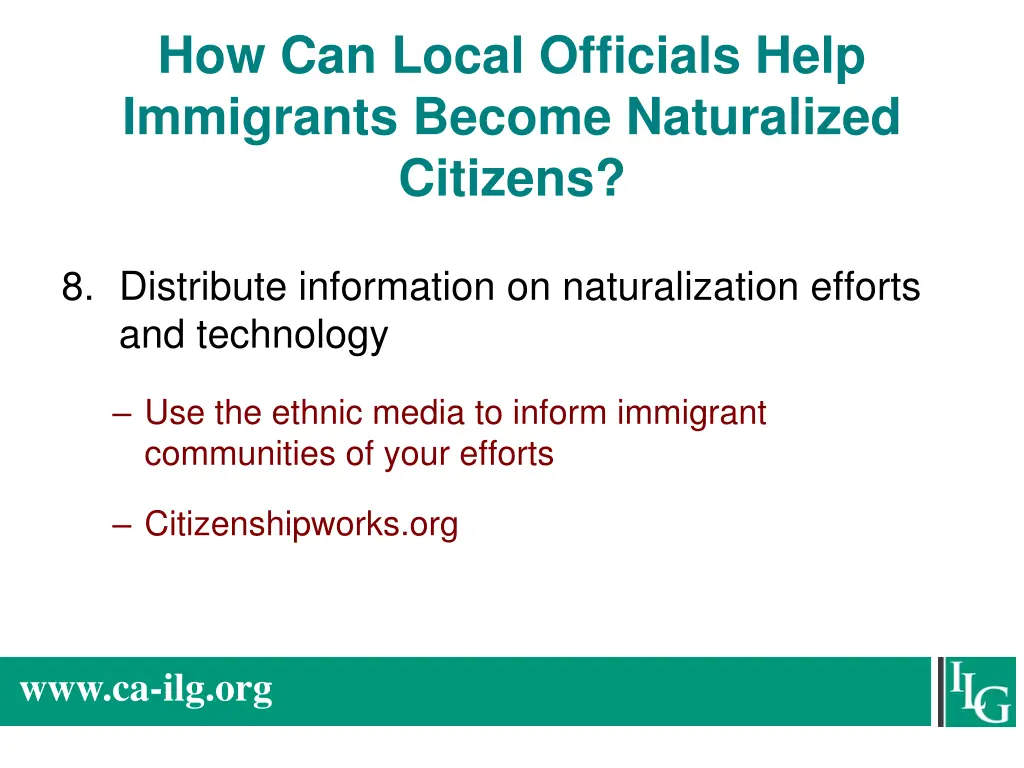 how can local officials help immigrants become 7