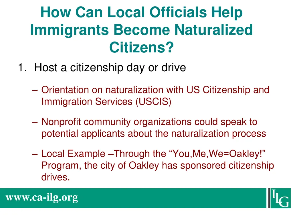 how can local officials help immigrants become