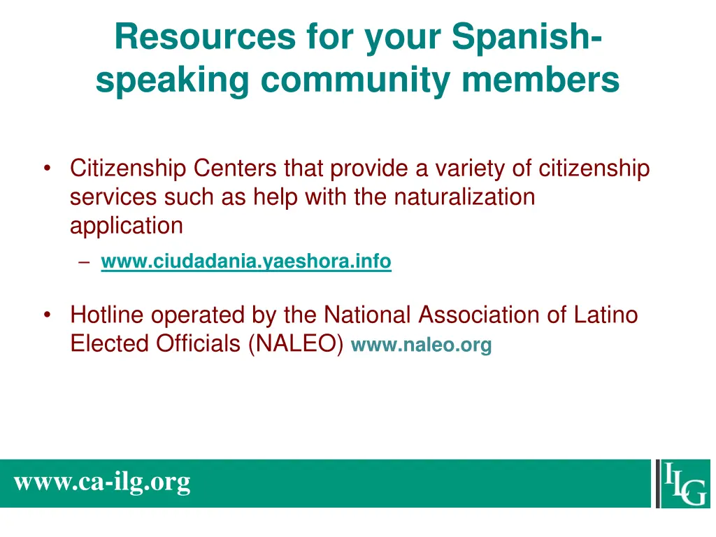 resources for your spanish speaking community