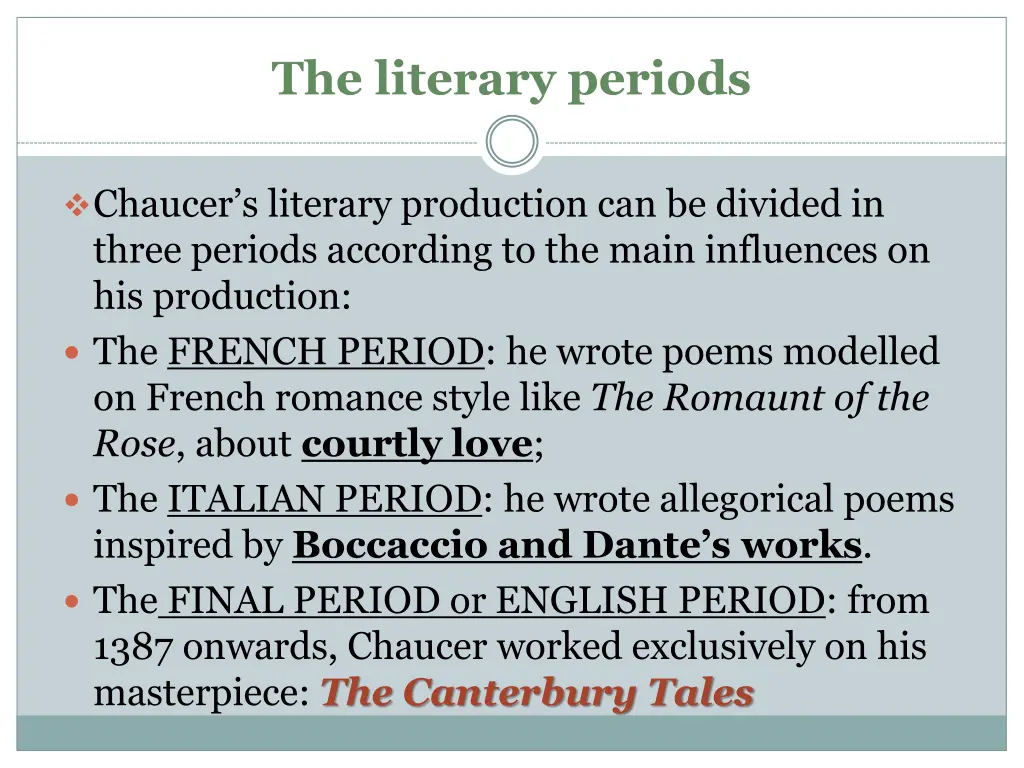 the literary periods