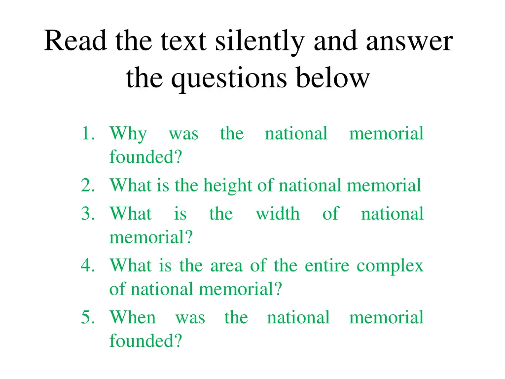 read the text silently and answer the questions