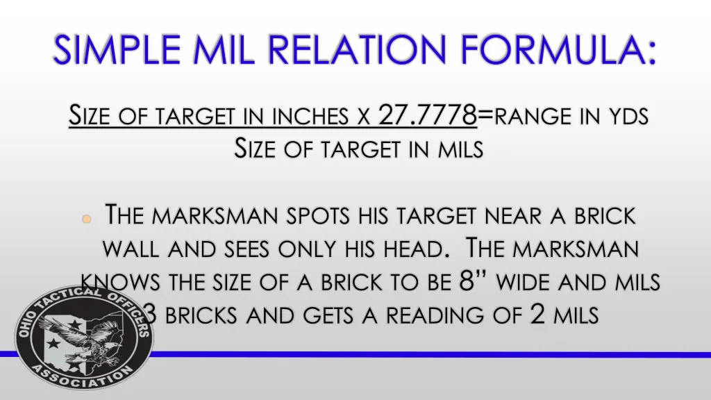 simple mil relation formula