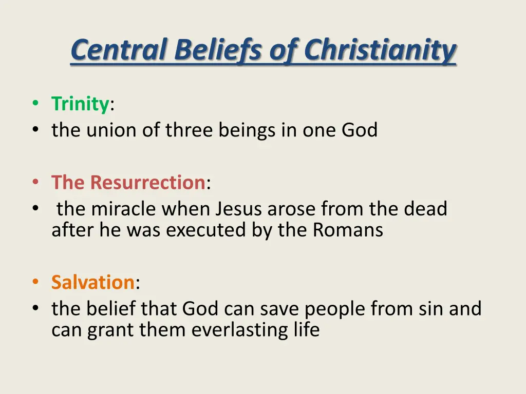 central beliefs of christianity