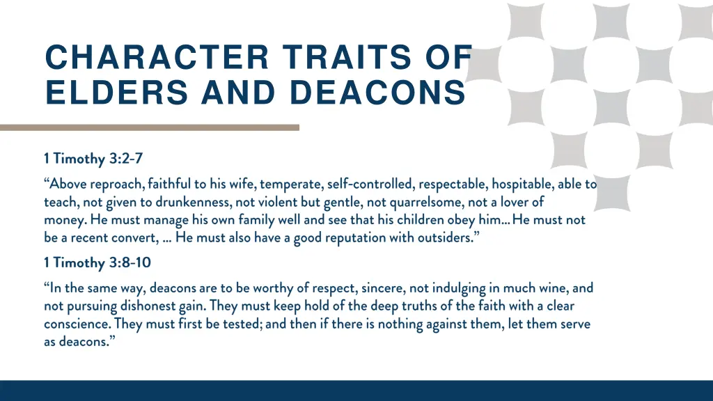 character traits of elders and deacons