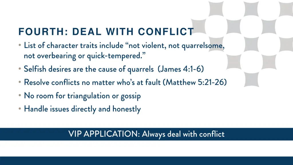 fourth deal with conflict