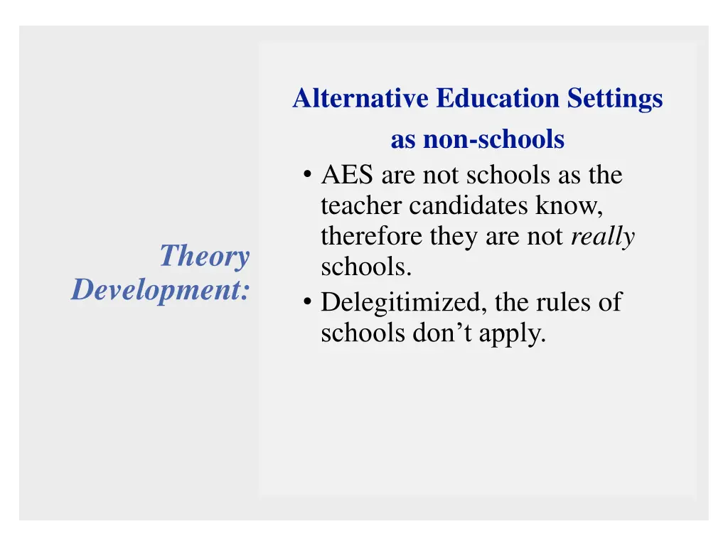 alternative education settings as non schools