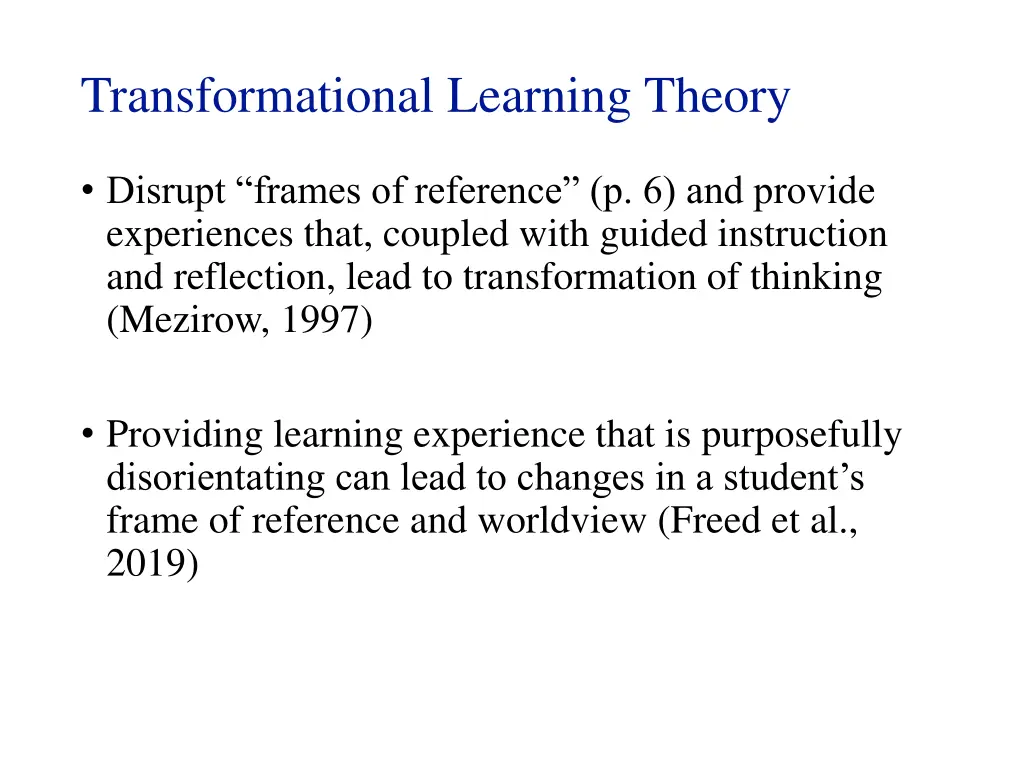 transformational learning theory