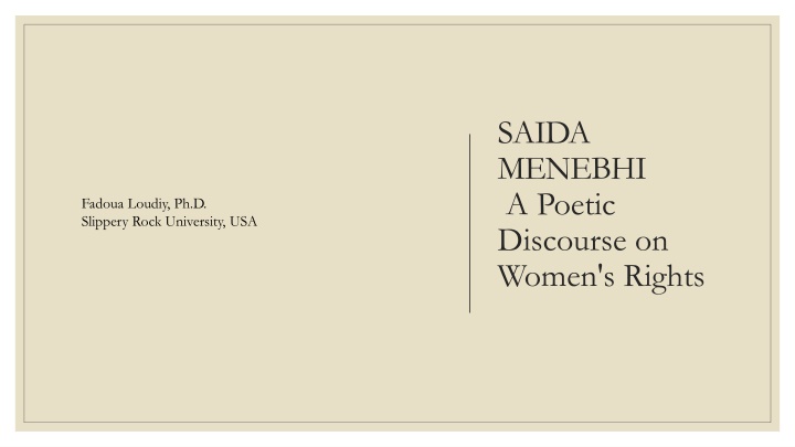 saida menebhi a poetic discourse on women s rights