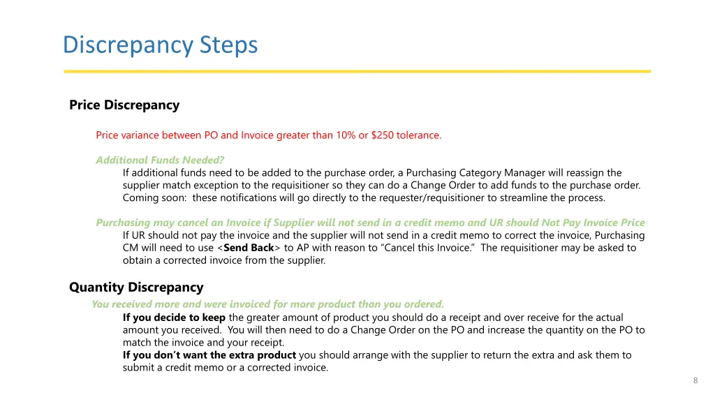 discrepancy steps