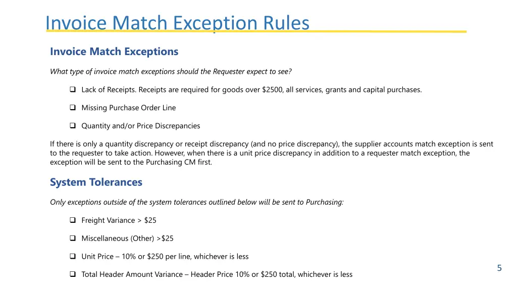 invoice match exception rules october 30 2018