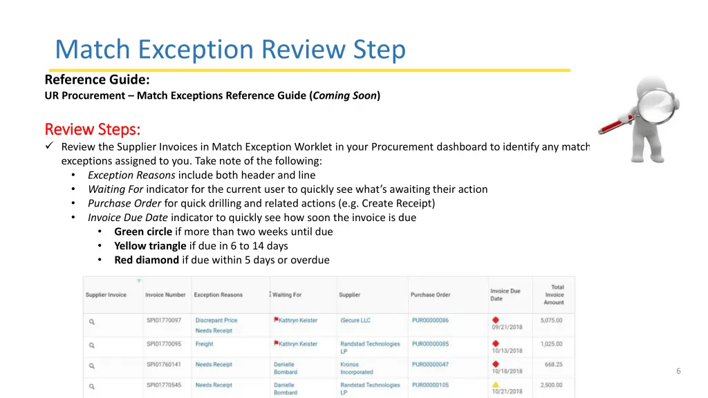 match exception review step