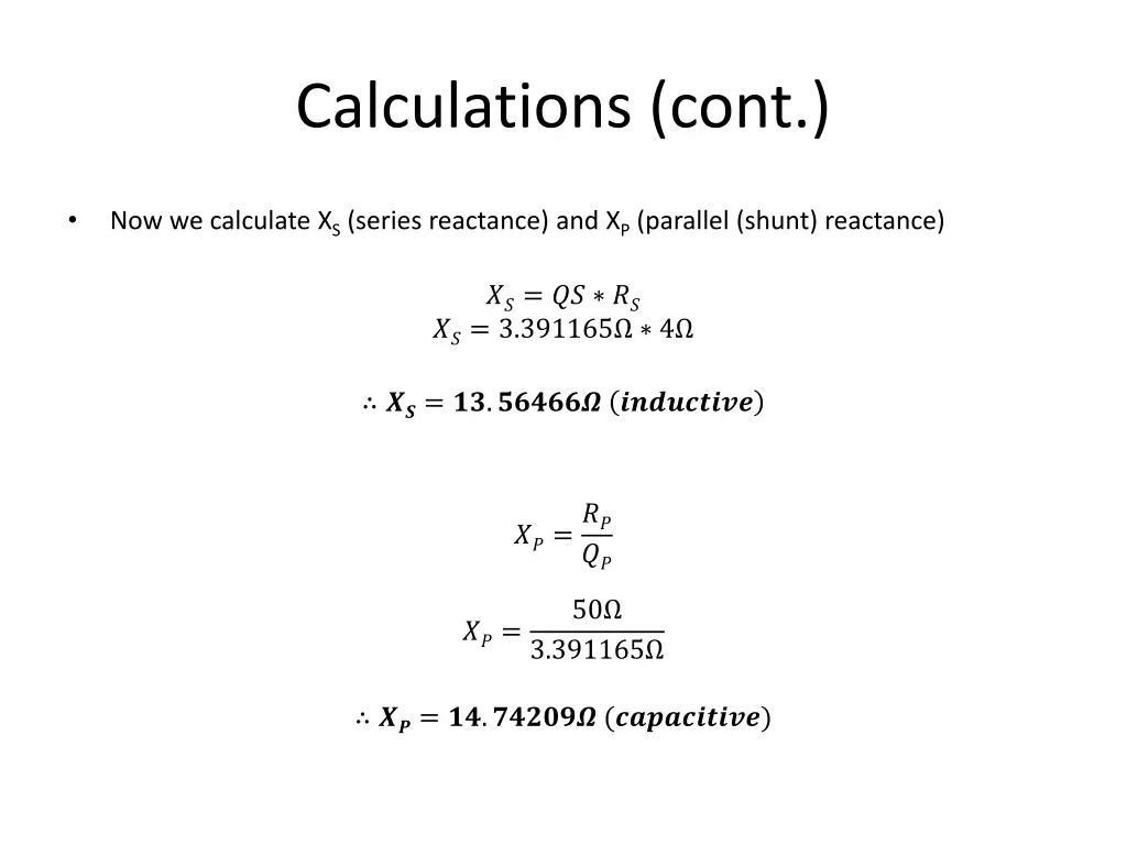 calculations cont