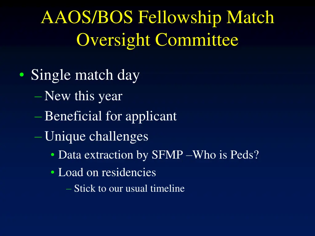 aaos bos fellowship match oversight committee 1