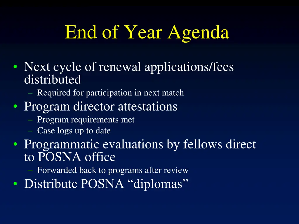 end of year agenda