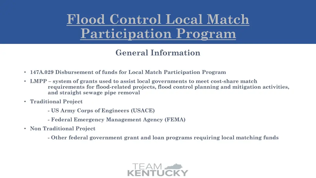 flood control local match participation program