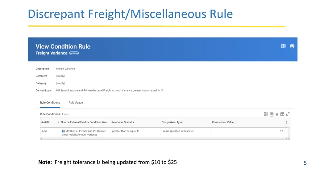 discrepant freight miscellaneous rule october