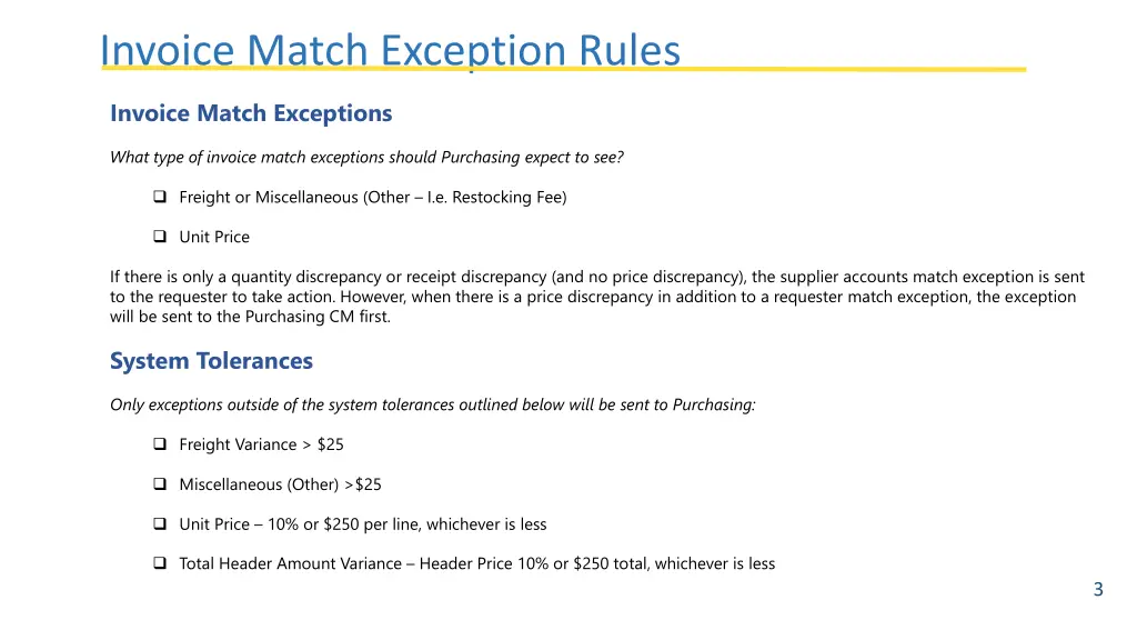 invoice match exception rules october 30 2018