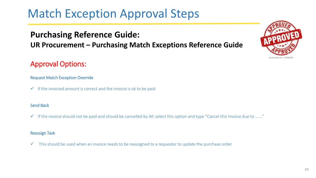 match exception approval steps october 30 2018