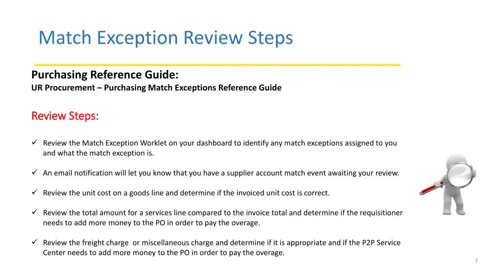 match exception review steps october 30 2018