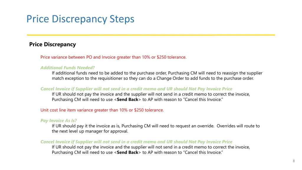 price discrepancy steps october 30 2018 p2p staff