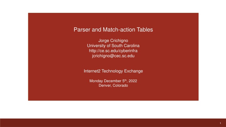 parser and match action tables