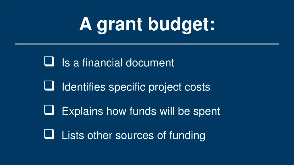 a grant budget