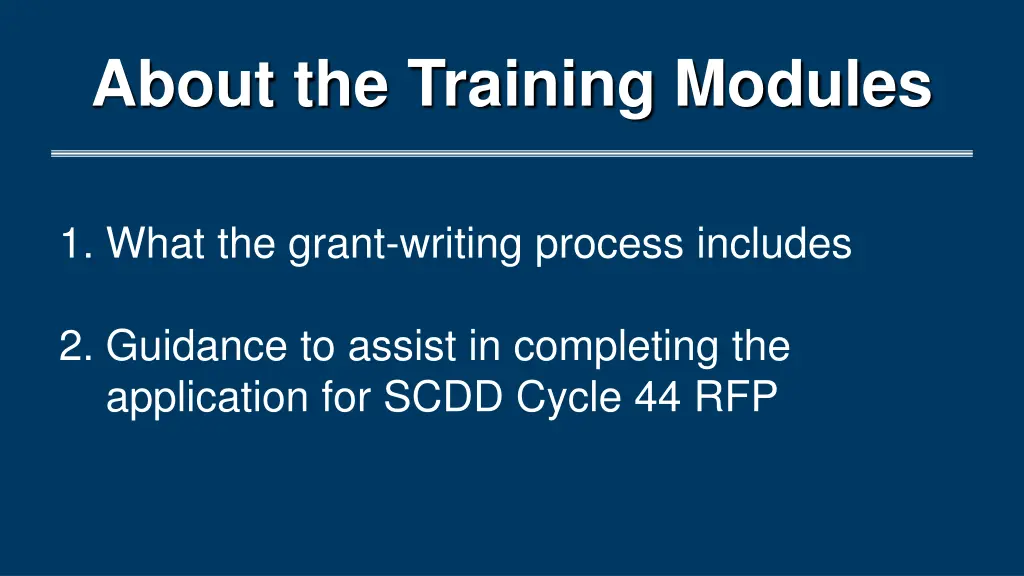 about the training modules