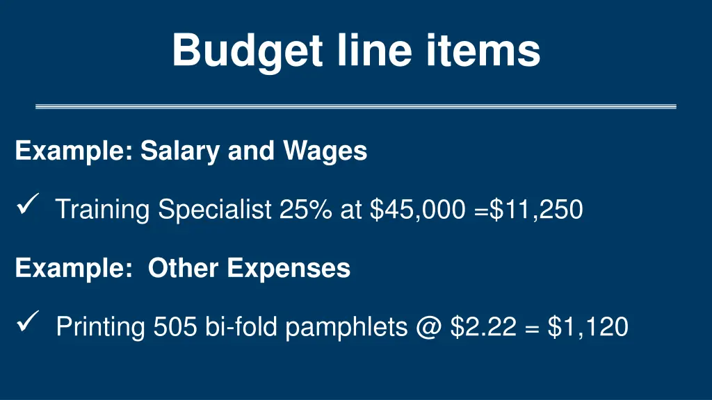 budget line items