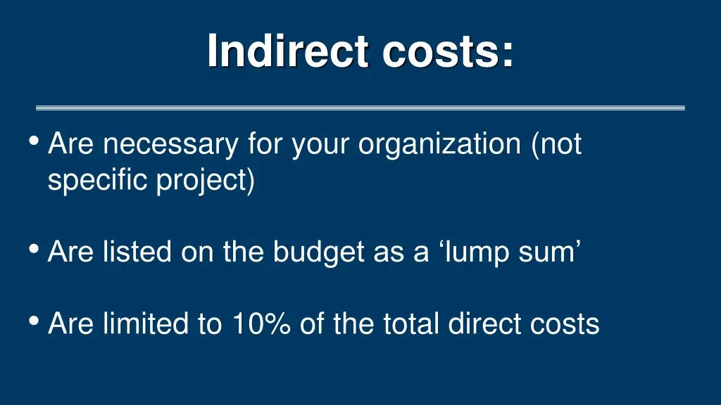 indirect costs