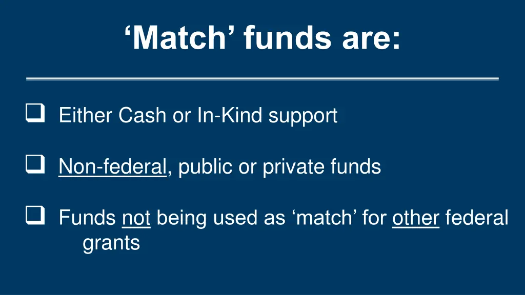 match funds are