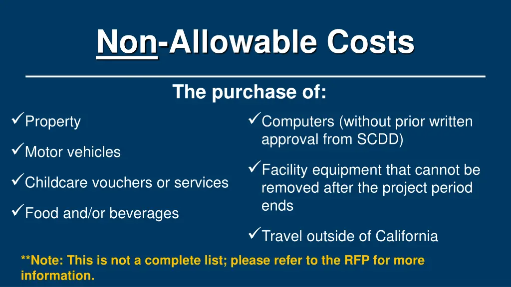 non allowable costs