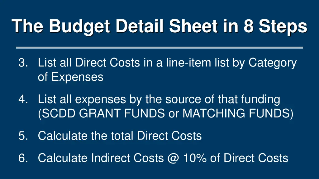 the budget detail sheet in 8 steps 1