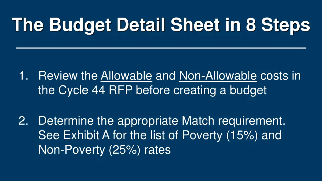 the budget detail sheet in 8 steps