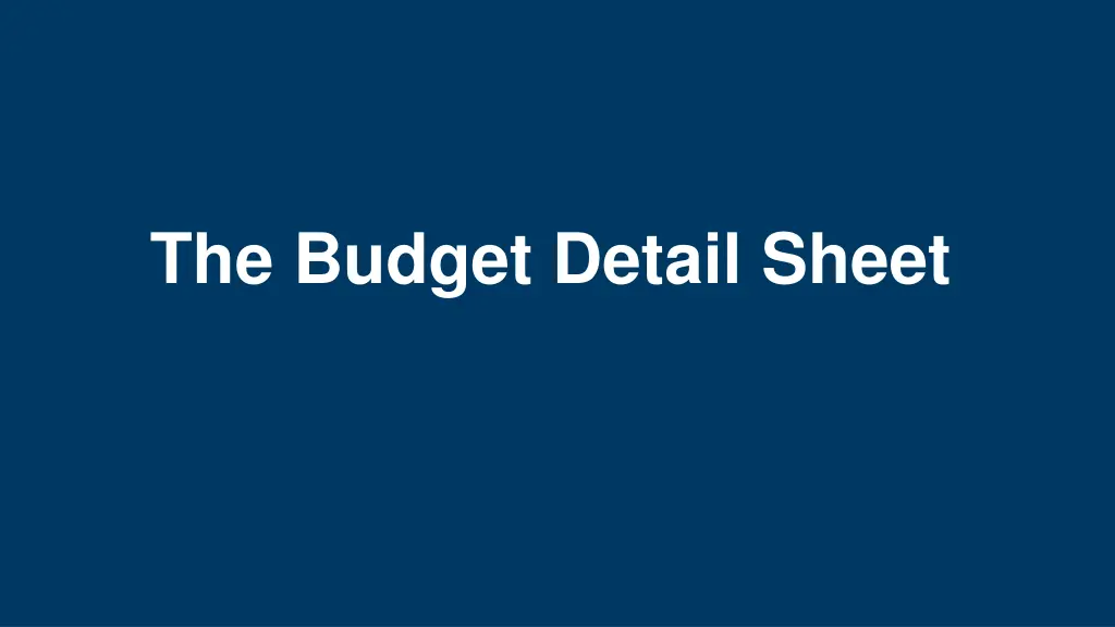 the budget detail sheet