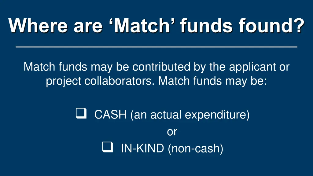 where are match funds found