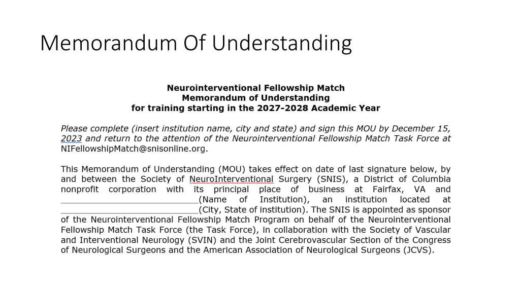 memorandum of understanding