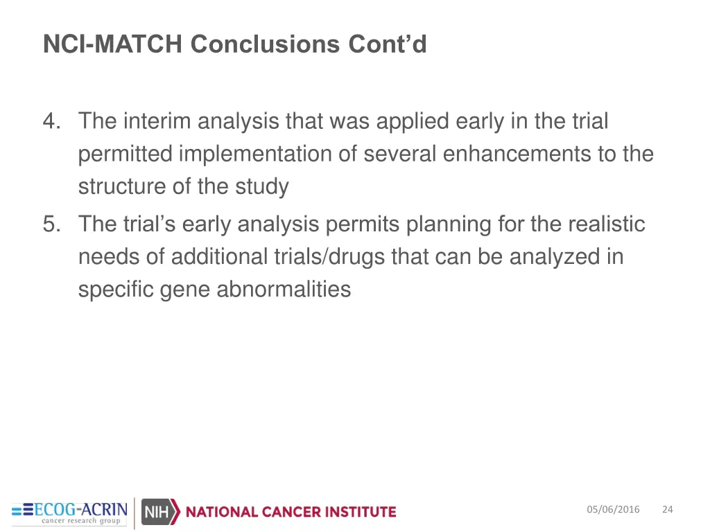 nci match conclusions cont d