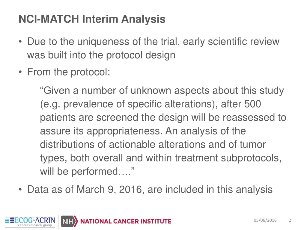 nci match interim analysis