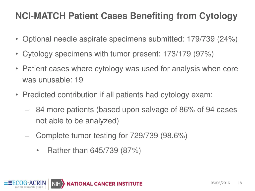 nci match patient cases benefiting from cytology