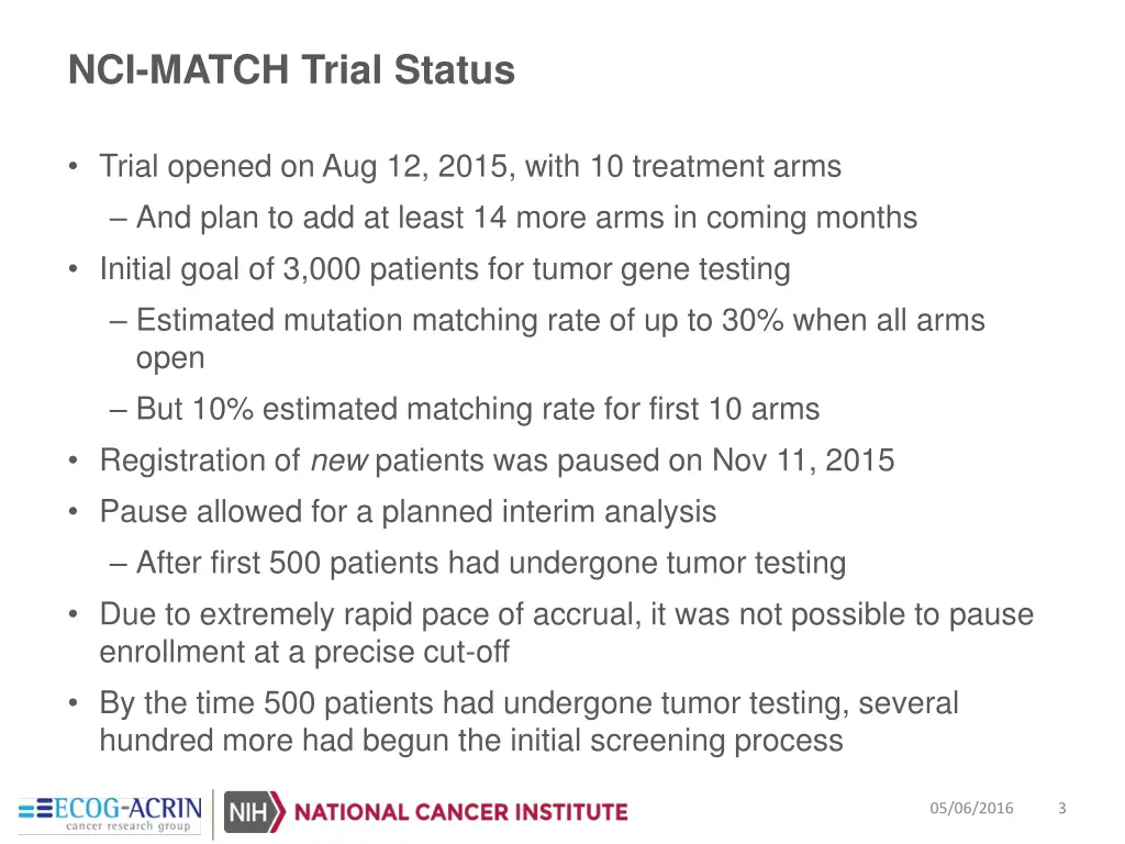 nci match trial status