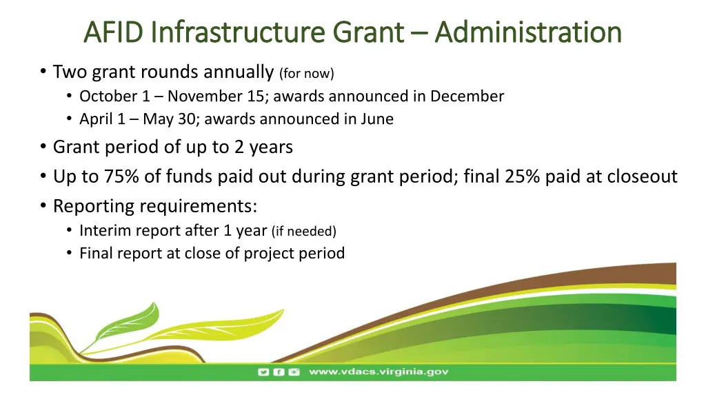 afid infrastructure grant afid infrastructure 1