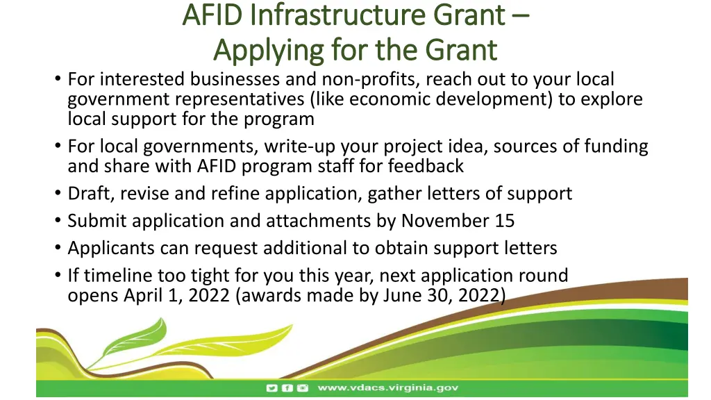 afid infrastructure grant afid infrastructure 14