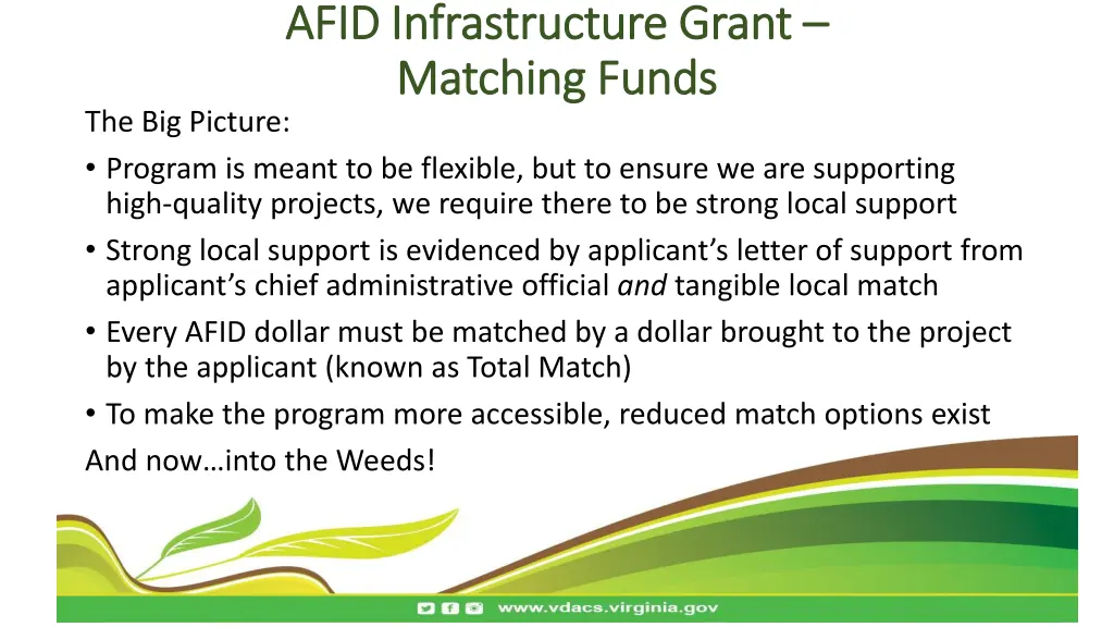 afid infrastructure grant afid infrastructure 2