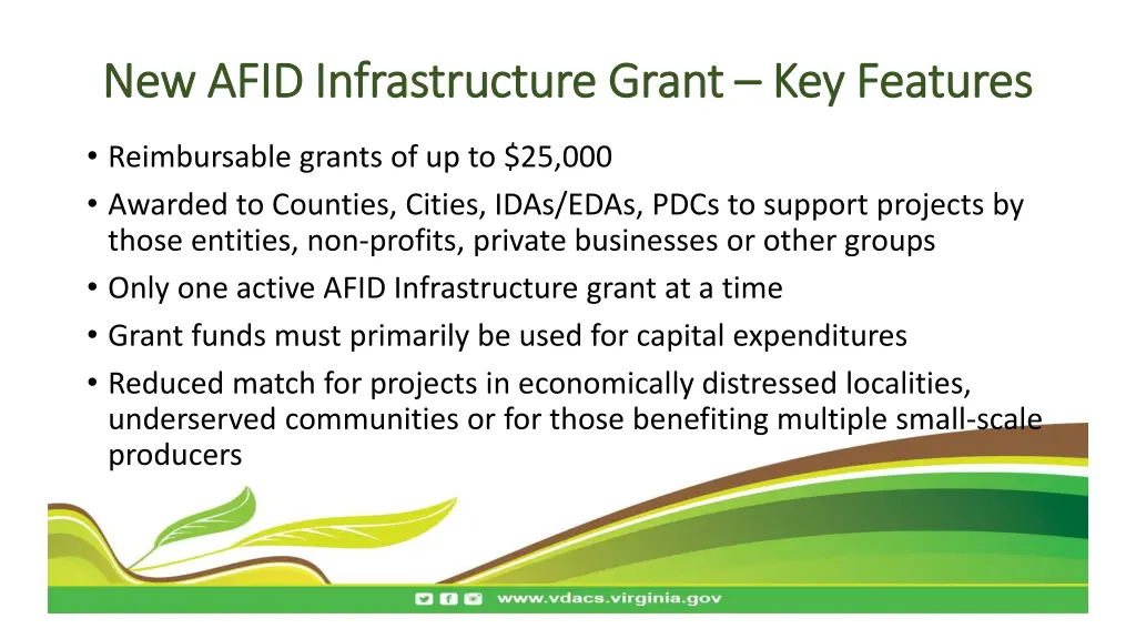 new afid infrastructure grant new afid 1