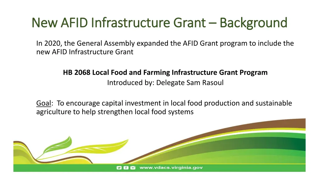 new afid infrastructure grant new afid