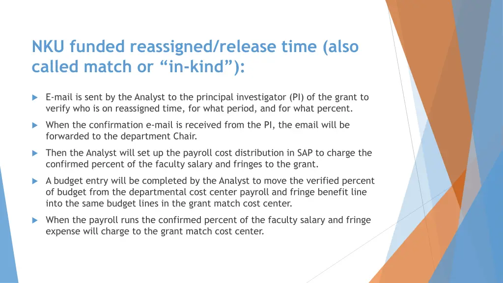 nku funded reassigned release time also called